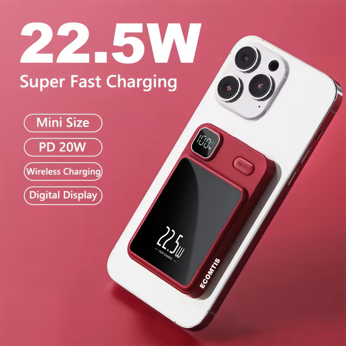 Magnetic Wireless Power Bank 20000mAh 22.5W Fast Charging for iPhone 12 13 14 15 16 Pro Max Xiaomi