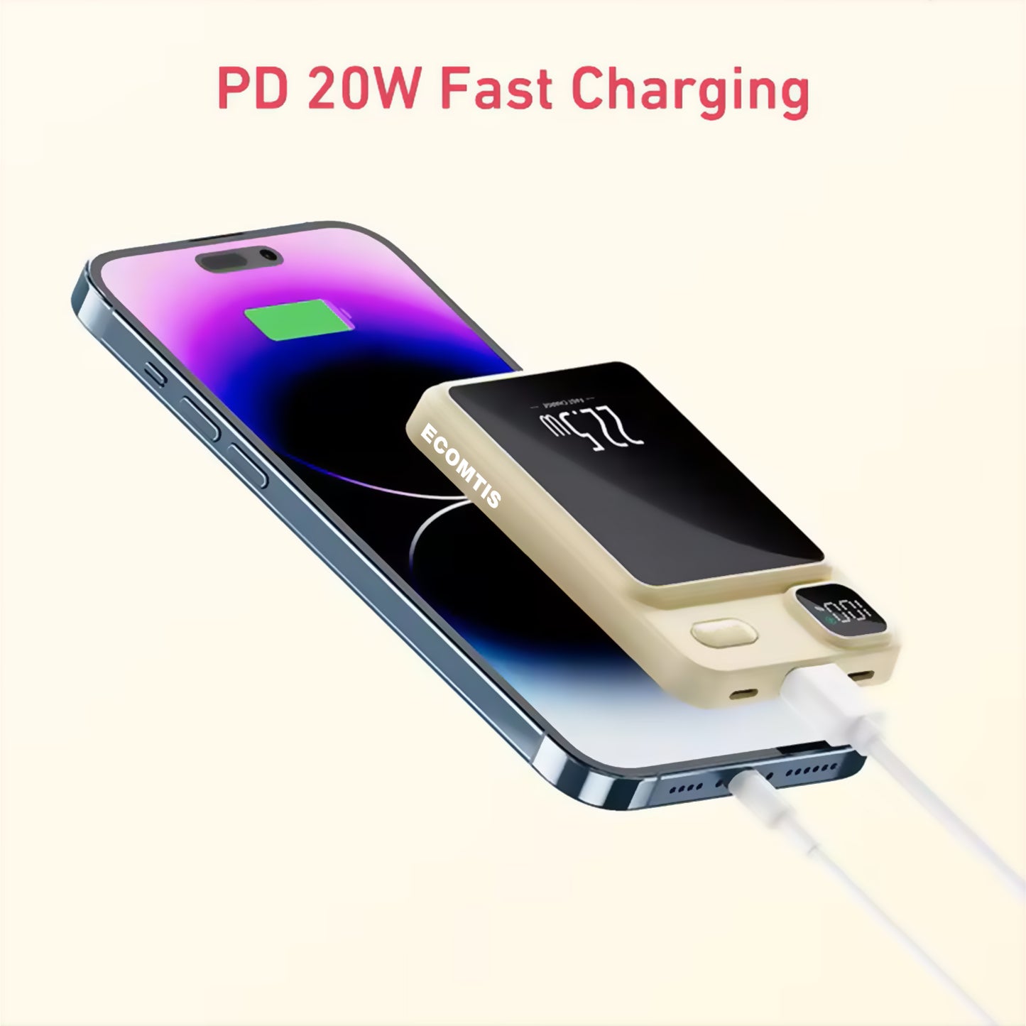 Magnetic Wireless Power Bank 20000mAh 22.5W Fast Charging for iPhone 12 13 14 15 16 Pro Max Xiaomi