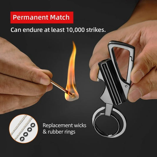 Multi-Function Metal Keychain Lighter – Waterproof Flint Fire Starter & Bottle Opener